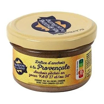 Nos Régions Provençal Anchovy Cream 90g – glass jar of creamy French anchovy spread with olive oil and herbs, inspired by Provençal cuisine.