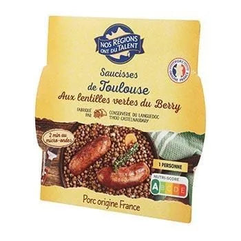 Saucisses de Toulouse lentilles Nos Régions ont du Talent 300g