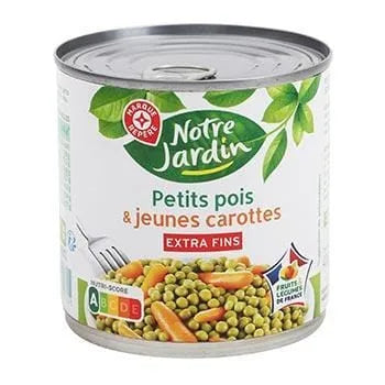 Petits pois carottes Extra Fins Notre Jardin -A l'étuvée - 265g