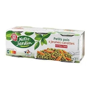 Petits pois carottes Extra fins Notre Jardin - 3x130g