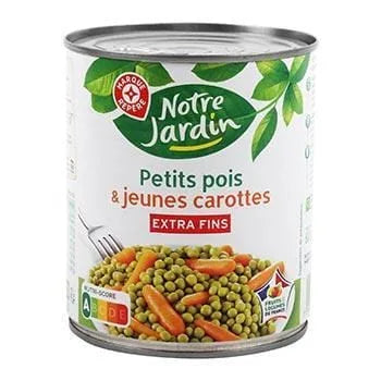 Petits pois carottes  Notre Jardin -Extra fins - 530g