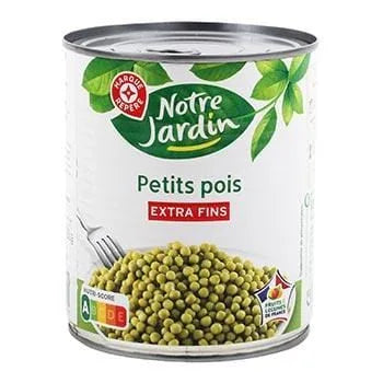 Petits pois Notre Jardin A l'étuvée - Extra fins - 560g