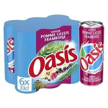 Boisson aux fruits Oasis Pomme cassis Cannette - 6x33cl