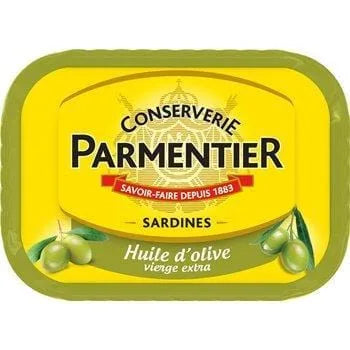 Parmentier Sardines in Olive Oil 135g tin of sardines in extra virgin olive oil.