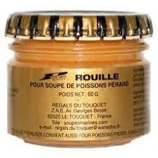 Perard Fish Rust 60g pot, a smooth French seafood condiment designed to enhance fish soups and croutons.