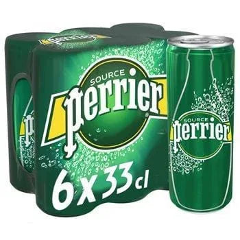 Eau minérale naturelle gazeuse Perrier - Canettes 6x33cl