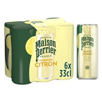 Perrier Forever Lemon Sparkling Drink 6×33 cl six-pack of lemon-flavoured French sparkling mineral water.