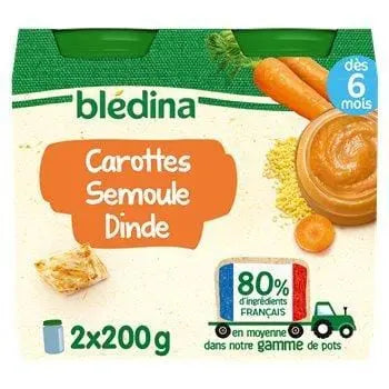 Blédina Jars From 6 months Carrots Semolina Turkey 2x200g