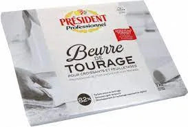 Block of Président Turning Butter 82% – 2 kg French baking butter, 82% fat, designed for pastry lamination and professional use.