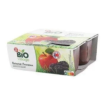 Bio Village Fruit puree Apple Prune 4x100g