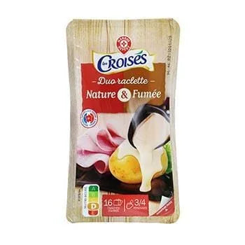 Fromage raclette Les Croisés  Nature et fumé 400g