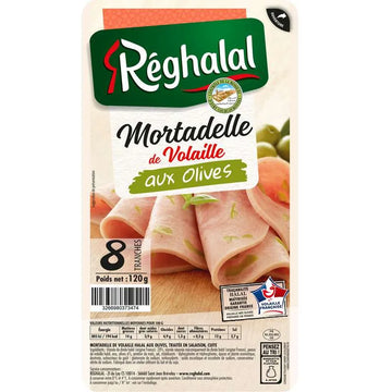 Reghalal Mortadelle de Volaille aux Olives (x8) 120 g