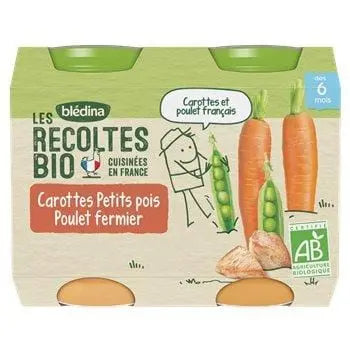 Bledina Les Recoltes Bio Carrots Petit Pois Farm Chicken 2x200g