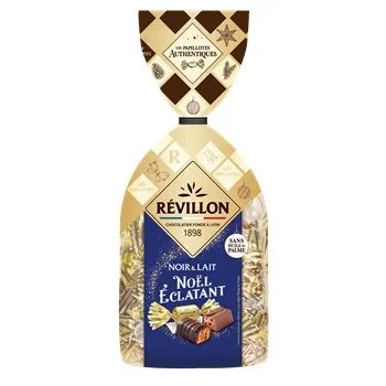 Révillon Authentique Noir et Lait 360g – French praline chocolates in dark and milk varieties, elegantly packaged for gifting