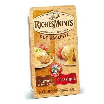 Fromage raclette Richesmonts Tranche duo nature-fumé - 420g