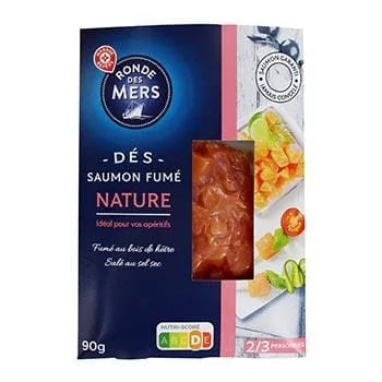 Dés de saumon Ronde des Mers  Fumé nature - 90g