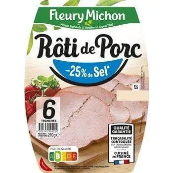 Fleury Michon Cooked Pork Roast -25% Salt (x6) 210g