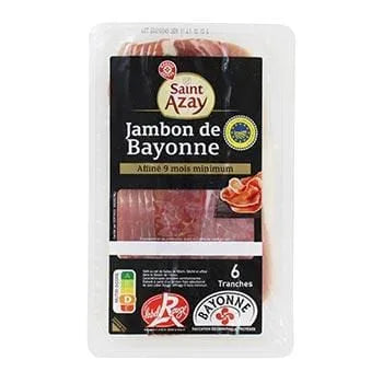 Saint Azay Bayonne Ham 150g pack of six thin slices of French cured ham.