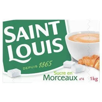 Saint Louis Sugar Chunks 1 kg – box of French white sugar cubes made from pure beet sugar, ideal for sweetening coffee, tea or desserts.