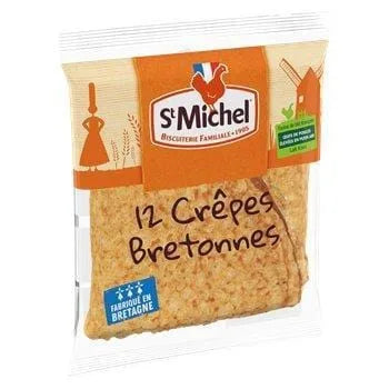 St Michel Crêpes Bretonnes Nature (x12) 315 g – a pack of twelve French Breton-style thin crêpes made with fresh whole milk and free-range eggs, palm-oil free and ready to enjoy.

