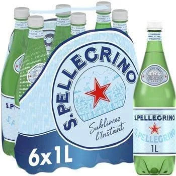 Eau minérale naturelle gazeuse San Pellegrino - 6x1L