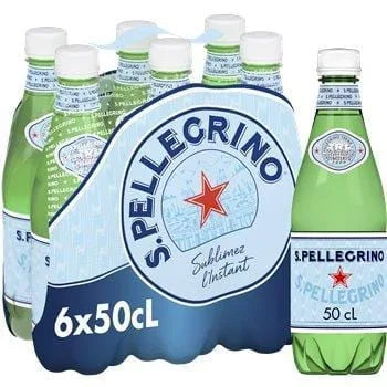 Eau minérale naturelle gazeuse San Pellegrino - 6x50cl