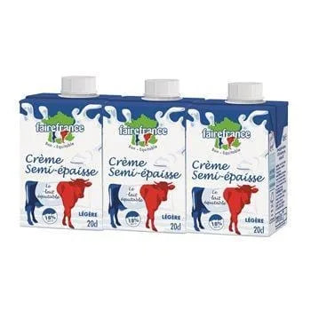 Crème semi-épaisse UHT 18% mg - 3x20cl