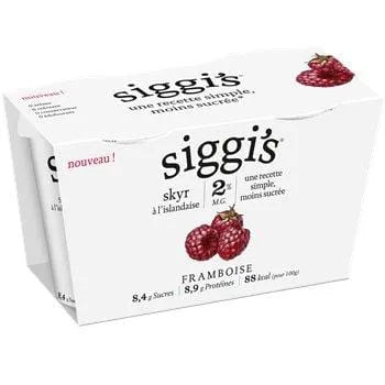 Twin pack of Siggi’s Skyr Raspberry 2×140 g – Icelandic-style yogurt pots with real raspberry flavour, high-protein, low-fat dairy snack.