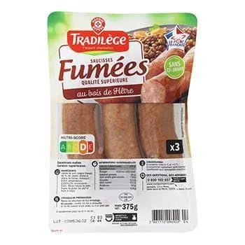 Saucisse fumée Tradilège VPF x3 375g