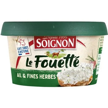 Soignon Garlic and Herbs Whipped Goat Cheese – 140g tub of light, creamy spread with French herbs and garlic flavour.