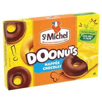 St Michel Doonuts Topped 180 g pack of chocolate-topped French doughnuts.