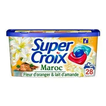 Super Croix Morocco Laundry Detergent Capsules ×28 (364g) pack with orange blossom and almond milk scented washing capsules.
