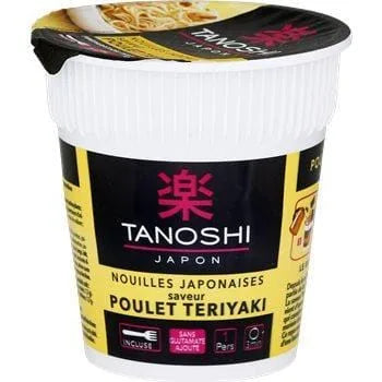 Tanoshi Japanese Noodles Teriyaki Chicken 65g cup with rich flavouring.