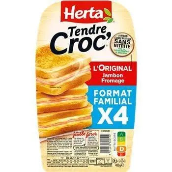 Herta Tender Croc Fromage Jambon Familial 4x100g