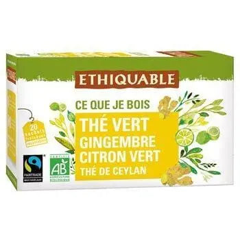 Ethiquable Organic Green Tea Ginger Lime - 36g