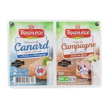 Duo pâté / mousse Tradilège Canard 2x50g