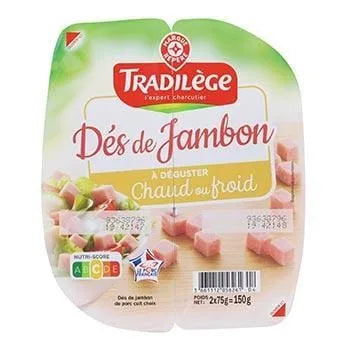 Tradilège cooked ham cubes pack 2x75g