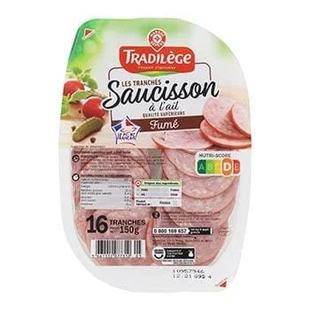 Saucisson ail fumé Tradilège au porc 16tranches 150g