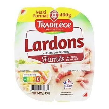 Lardons supérieurs Tradilège Fumés maxi format 2x200g