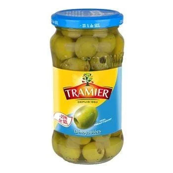 Olives vertes Tramier dénoyautées -25% de sel - 160g