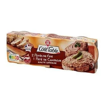 Pâté pur porc Côtés Table 2 Foie 1 campagne - 3x78g