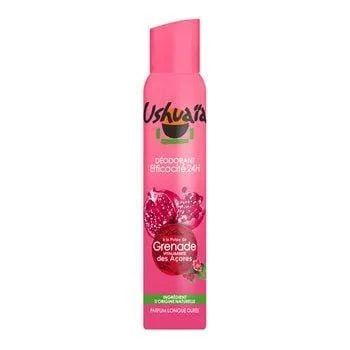 Ushuaia Pomegranate Deodorant Spray 200ml with fresh fruity scent and long-lasting protection.