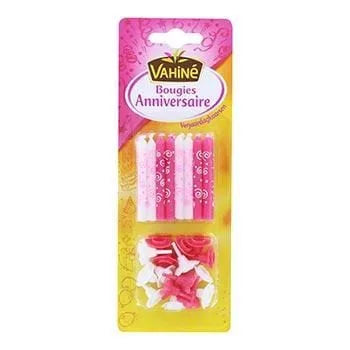 Bougies d'anniversaire Vahiné Roses - blister de 10 bougies