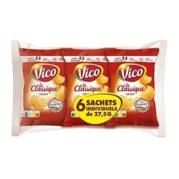Vico Chips La Classique Nature 6×27.5g multipack of classic salted French potato chips.