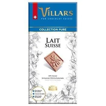 Tablette chocolat Villars Chocolat au Lait Suisse - 100g
