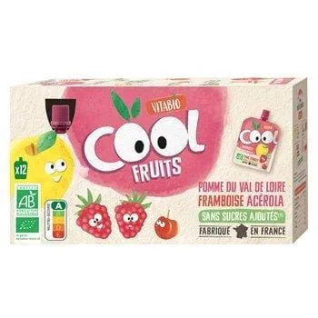 Compote Cool fruits bio Vitabio Pomme Framboise - 12x90g