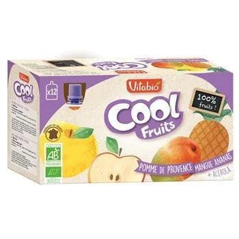 Compote Cool Fruits bio Vitabio Pomme Mangue Ananas -12x90g