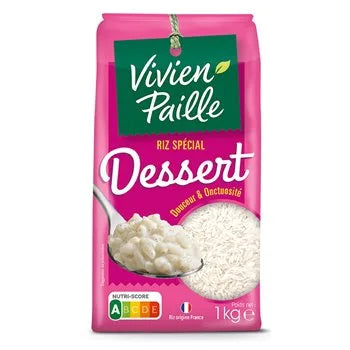 Vivien Paille Round Dessert Rice “Perliz” 1kg bag of round grain rice for creamy recipes.