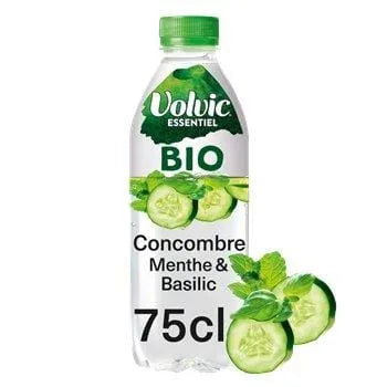 Volvic Cucumber Mint Basil 75cl bottle of flavoured mineral water with cucumber, mint and basil.