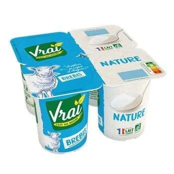 Yaourts nature Vrai Au lait de brebis - 4x120g